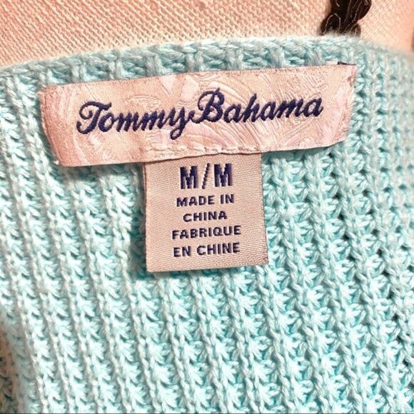 Tommy Bahama Mint Sweater, Crocheted Look, V-Neck, Size Med - Picture 6 of 7